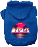 Pet Dog & Cat Screen Printed Hoodie for Medium to Large Pets (Sizes 2XL-6XL), "Alabama Neon Beach Sunset"