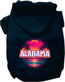 Pet Dog & Cat Screen Printed Hoodie for Medium to Large Pets (Sizes 2XL-6XL), "Alabama Neon Beach Sunset"