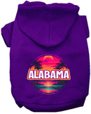 Pet Dog & Cat Screen Printed Hoodie for Medium to Large Pets (Sizes 2XL-6XL), "Alabama Neon Beach Sunset"