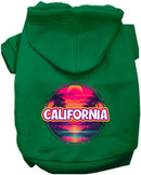 Pet Dog & Cat Screen Printed Hoodie for Medium to Large Pets (Sizes 2XL-6XL), "California Neon Beach Sunset"