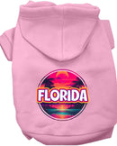 Pet Dog & Cat Screen Printed Hoodie for Medium to Large Pets (Sizes 2XL-6XL), "Florida Neon Beach Sunset"