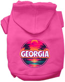 Pet Dog & Cat Screen Printed Hoodie for Small to Medium Pets (Sizes XS-XL), "Georgia Neon Beach Sunset"