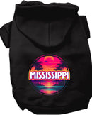 Pet Dog & Cat Screen Printed Hoodie for Medium to Large Pets (Sizes 2XL-6XL), "Mississippi Neon Beach Sunset"