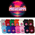 Pet Dog & Cat Screen Printed Hoodie for Medium to Large Pets (Sizes 2XL-6XL), "Mississippi Neon Beach Sunset"