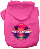 Pet Dog & Cat Screen Printed Hoodie for Medium to Large Pets (Sizes 2XL-6XL), "North Carolina Neon Beach Sunset"