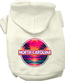 Pet Dog & Cat Screen Printed Hoodie for Medium to Large Pets (Sizes 2XL-6XL), "North Carolina Neon Beach Sunset"