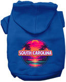 Pet Dog & Cat Screen Printed Hoodie for Medium to Large Pets (Sizes 2XL-6XL), "South Carolina Neon Beach Sunset"