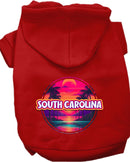 Pet Dog & Cat Screen Printed Hoodie for Medium to Large Pets (Sizes 2XL-6XL), "South Carolina Neon Beach Sunset"