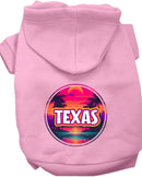 Pet Dog & Cat Screen Printed Hoodie for Small to Medium Pets (Sizes XS-XL), "Texas Neon Beach Sunset"