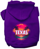 Pet Dog & Cat Screen Printed Hoodie for Small to Medium Pets (Sizes XS-XL), "Texas Neon Beach Sunset"