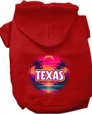 Pet Dog & Cat Screen Printed Hoodie for Small to Medium Pets (Sizes XS-XL), "Texas Neon Beach Sunset"