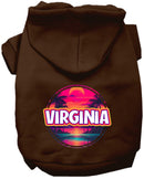 Pet Dog & Cat Screen Printed Hoodie for Medium to Large Pets (Sizes 2XL-6XL), "Virginia Neon Beach Sunset"