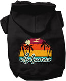 Pet Dog & Cat Screen Printed Hoodie for Small to Medium Pets (Sizes XS-XL), "Alabama Retro Beach Sunset"