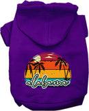 Pet Dog & Cat Screen Printed Hoodie for Small to Medium Pets (Sizes XS-XL), "Alabama Retro Beach Sunset"