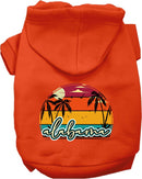 Pet Dog & Cat Screen Printed Hoodie for Medium to Large Pets (Sizes 2XL-6XL), "Alabama Retro Beach Sunset"