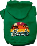 Pet Dog & Cat Screen Printed Hoodie for Medium to Large Pets (Sizes 2XL-6XL), "Florida Retro Beach Sunset"