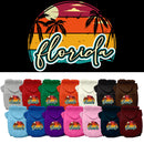 Pet Dog & Cat Screen Printed Hoodie for Medium to Large Pets (Sizes 2XL-6XL), "Florida Retro Beach Sunset"