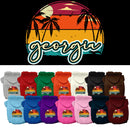 Pet Dog & Cat Screen Printed Hoodie for Small to Medium Pets (Sizes XS-XL), "Georgia Retro Beach Sunset"