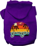 Pet Dog & Cat Screen Printed Hoodie for Small to Medium Pets (Sizes XS-XL), "Georgia Retro Beach Sunset"