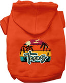 Pet Dog & Cat Screen Printed Hoodie for Medium to Large Pets (Sizes 2XL-6XL), "Texas Retro Beach Sunset"