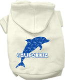 Pet Dog & Cat Screen Printed Hoodie for Medium to Large Pets (Sizes 2XL-6XL), "California Blue Dolphins"