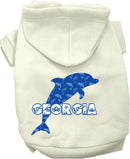 Pet Dog & Cat Screen Printed Hoodie for Medium to Large Pets (Sizes 2XL-6XL), "Georgia Blue Dolphins"