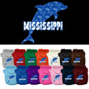 Pet Dog & Cat Screen Printed Hoodie for Small to Medium Pets (Sizes XS-XL), "Mississippi Blue Dolphins"