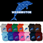 Pet Dog & Cat Screen Printed Hoodie for Medium to Large Pets (Sizes 2XL-6XL), "Washington Blue Dolphins"