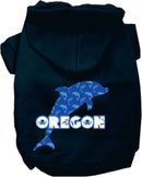 Pet Dog & Cat Screen Printed Hoodie for Medium to Large Pets (Sizes 2XL-6XL), "Oregon Blue Dolphins"