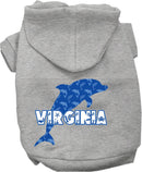 Pet Dog & Cat Screen Printed Hoodie for Small to Medium Pets (Sizes XS-XL), "Virginia Blue Dolphins"