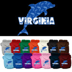 Pet Dog & Cat Screen Printed Hoodie for Small to Medium Pets (Sizes XS-XL), "Virginia Blue Dolphins"