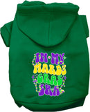 Pet Dog & Cat Screen Printed Hoodie for Medium to Large Pets (Sizes 2XL-6XL), "In My Mardi Gras Era"