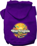 Pet Dog & Cat Screen Printed Hoodie for Small to Medium Pets (Sizes XS-XL), "West Virginia Trippy Peaks"