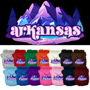 Pet Dog & Cat Screen Printed Hoodie for Medium to Large Pets (Sizes 2XL-6XL), "Arkansas Alpine Pawscape"