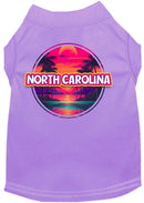 Pet Dog & Cat Screen Printed Shirt for Small to Medium Pets (Sizes XS-XL), "North Carolina Neon Beach Sunset"