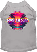 Pet Dog & Cat Screen Printed Shirt for Small to Medium Pets (Sizes XS-XL), "South Carolina Neon Beach Sunset"