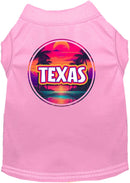 Pet Dog & Cat Screen Printed Shirt for Small to Medium Pets (Sizes XS-XL), "Texas Neon Beach Sunset"