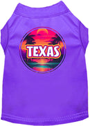 Pet Dog & Cat Screen Printed Shirt for Small to Medium Pets (Sizes XS-XL), "Texas Neon Beach Sunset"