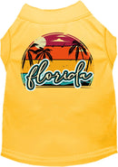 Pet Dog & Cat Screen Printed Shirt for Small to Medium Pets (Sizes XS-XL), "Florida Retro Beach Sunset"