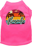 Pet Dog & Cat Screen Printed Shirt for Small to Medium Pets (Sizes XS-XL), "Florida Retro Beach Sunset"