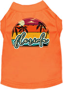 Pet Dog & Cat Screen Printed Shirt for Small to Medium Pets (Sizes XS-XL), "Florida Retro Beach Sunset"