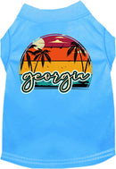 Pet Dog & Cat Screen Printed Shirt for Small to Medium Pets (Sizes XS-XL), "Georgia Retro Beach Sunset"