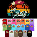 Pet Dog & Cat Screen Printed Shirt for Small to Medium Pets (Sizes XS-XL), "Texas Retro Beach Sunset"