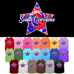 Pet Dog & Cat Screen Printed Shirt for Medium to Large Pets (Sizes 2XL-6XL), "South Carolina Patriotic Tie Dye"