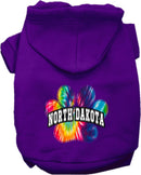 Pet Dog & Cat Screen Printed Hoodie for Medium to Large Pets (Sizes 2XL-6XL), "North Dakota Bright Tie Dye"