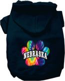 Pet Dog & Cat Screen Printed Hoodie for Medium to Large Pets (Sizes 2XL-6XL), "Nebraska Bright Tie Dye"