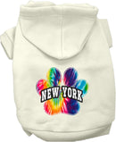 Pet Dog & Cat Screen Printed Hoodie for Small to Medium Pets (Sizes XS-XL), "New York Bright Tie Dye"