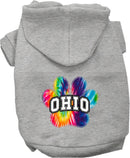 Pet Dog & Cat Screen Printed Hoodie for Medium to Large Pets (Sizes 2XL-6XL), "Ohio Bright Tie Dye"