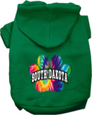 Pet Dog & Cat Screen Printed Hoodie for Medium to Large Pets (Sizes 2XL-6XL), "South Dakota Bright Tie Dye"