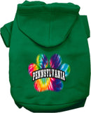 Pet Dog & Cat Screen Printed Hoodie for Small to Medium Pets (Sizes XS-XL), "Pennsylvania Bright Tie Dye"